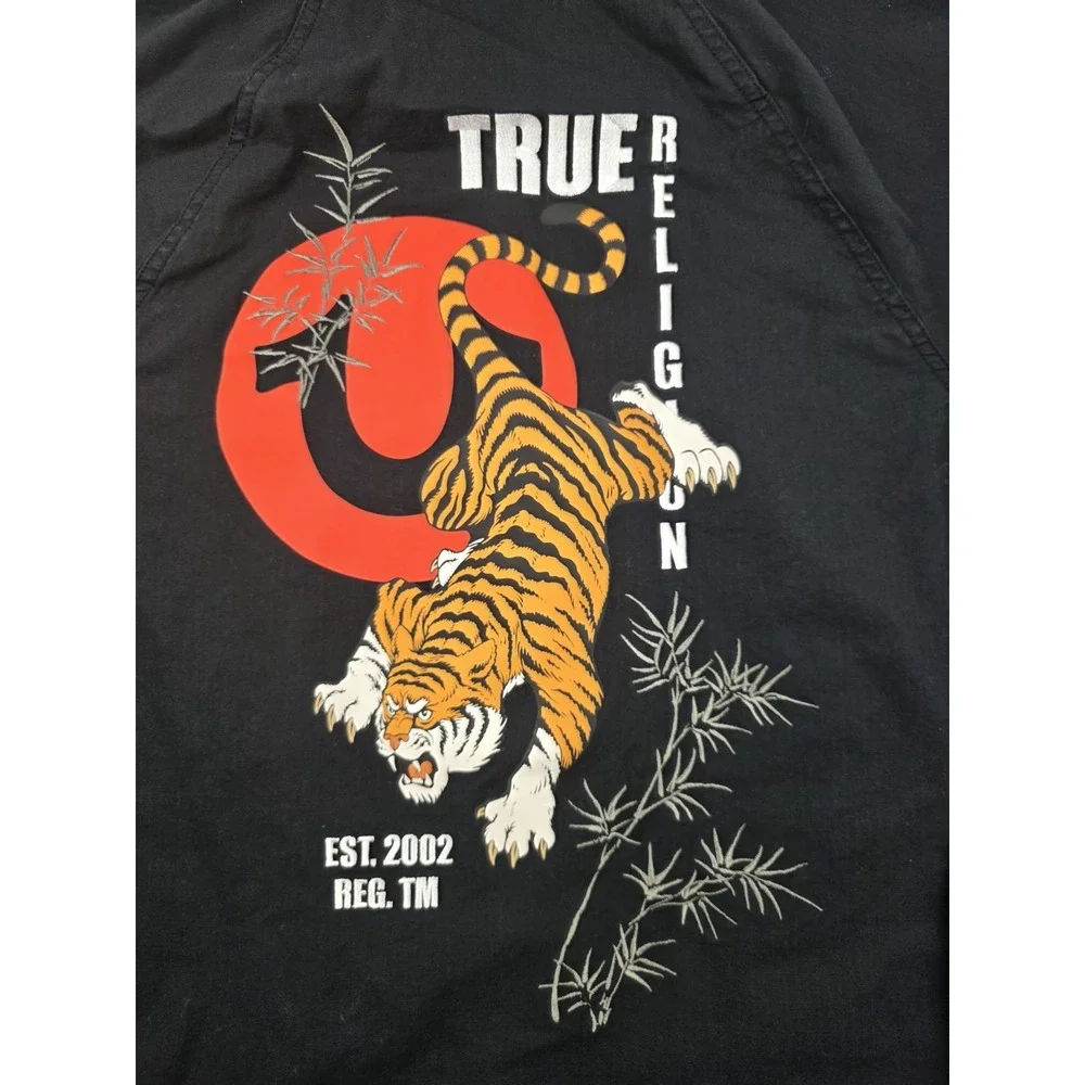 True Religion Logo Embroidered Logo Tiger Back Design Hooded Jacket Mens‎ S